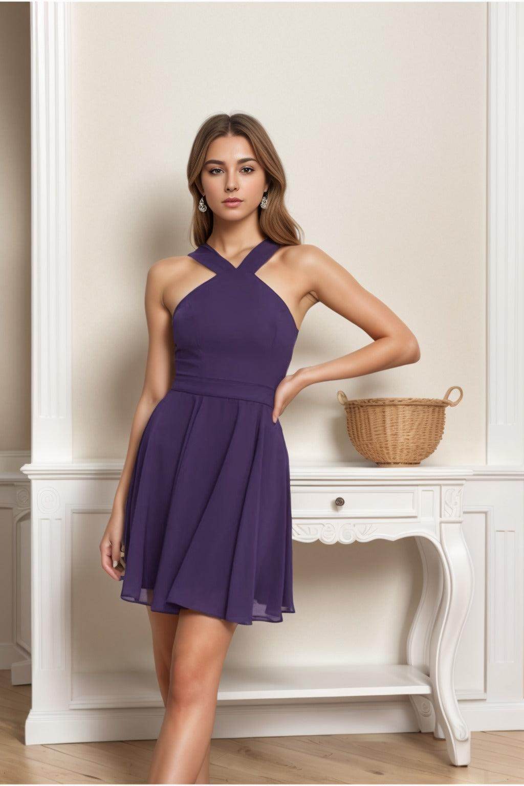 A-Line Short-Mini Chiffon Graduation Dresses CS0541