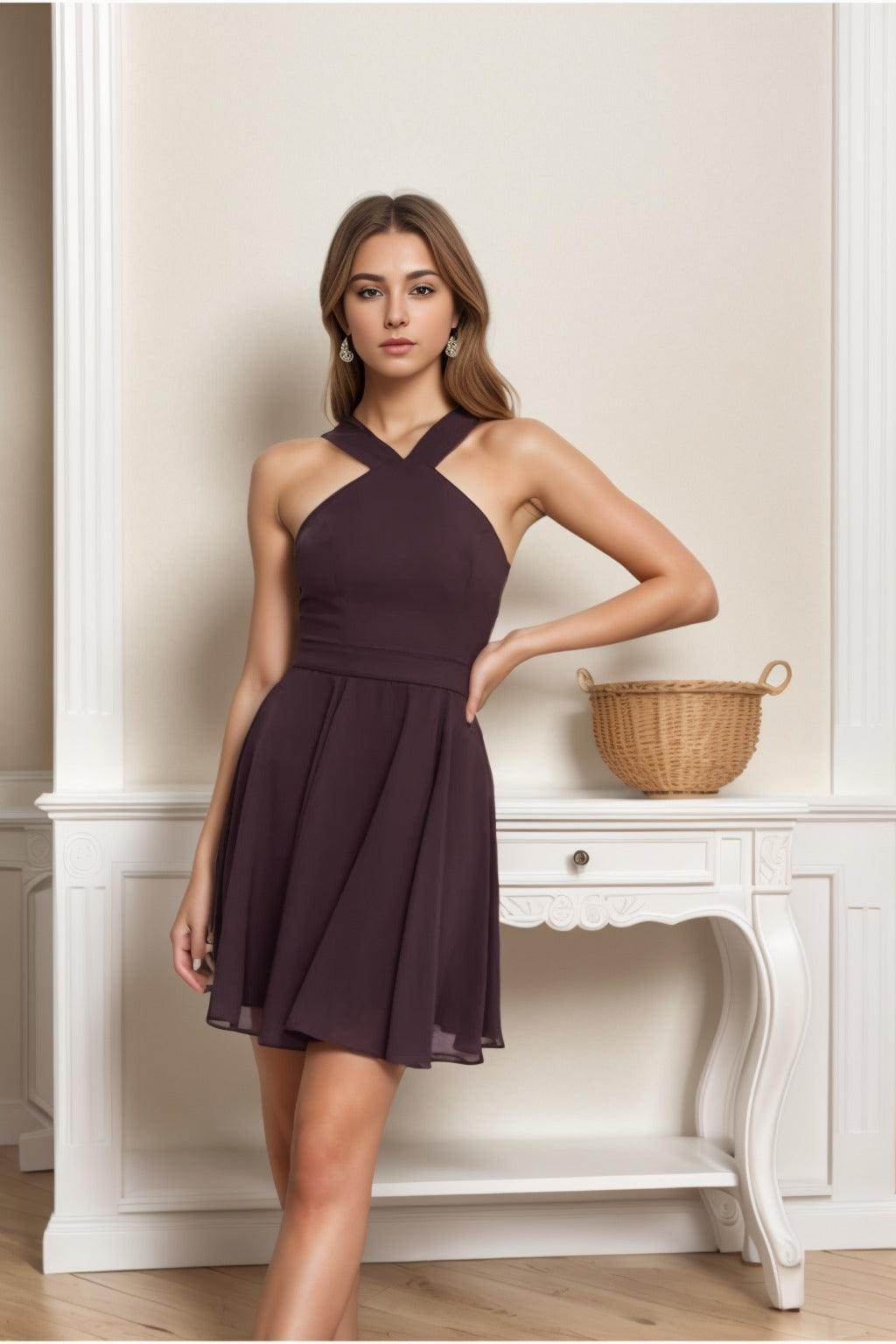 A-Line Short-Mini Chiffon Graduation Dresses CS0541