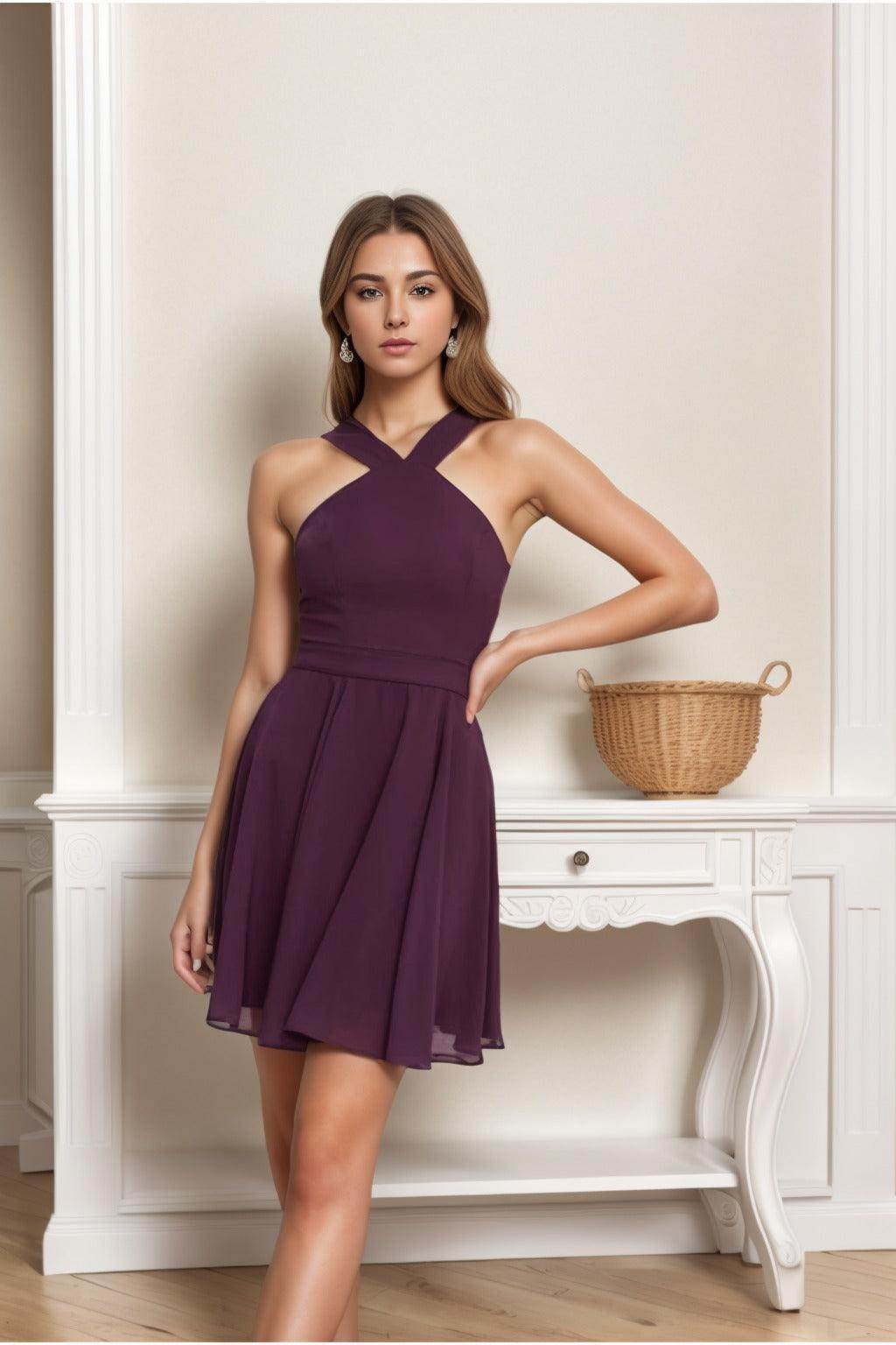 A-Line Short-Mini Chiffon Graduation Dresses CS0541