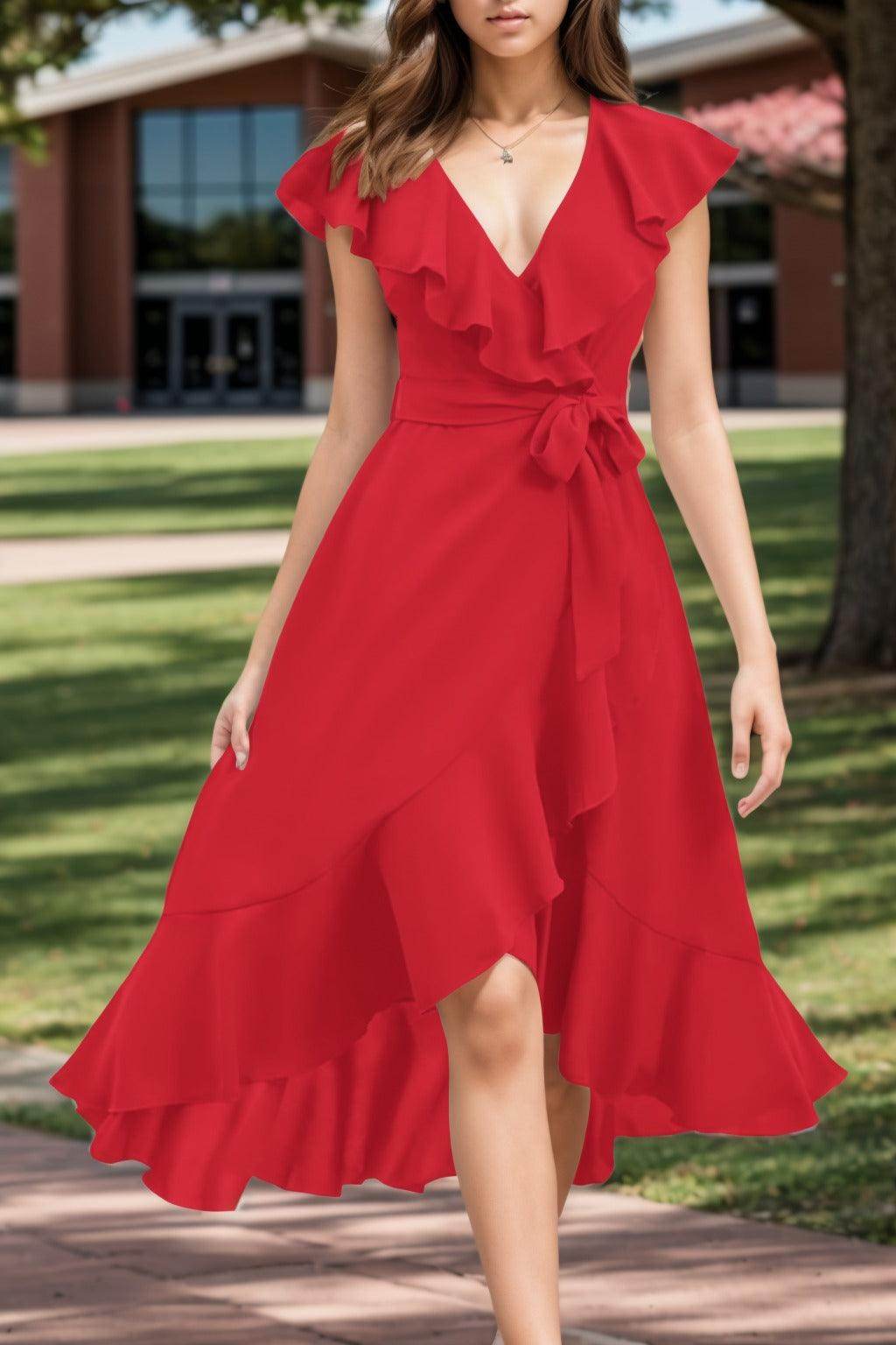 A-Line High-Low Chiffon Graduation Dresses CS0544