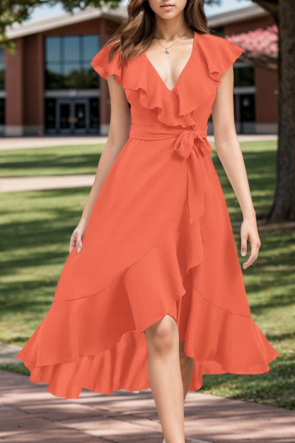 A-Line High-Low Chiffon Graduation Dresses CS0544