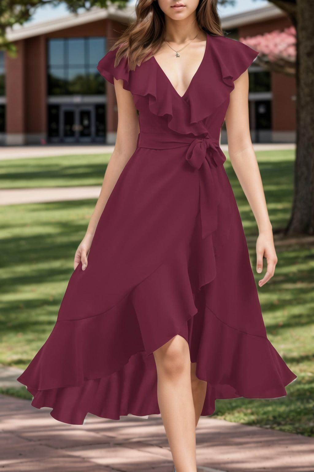 A-Line High-Low Chiffon Graduation Dresses CS0544
