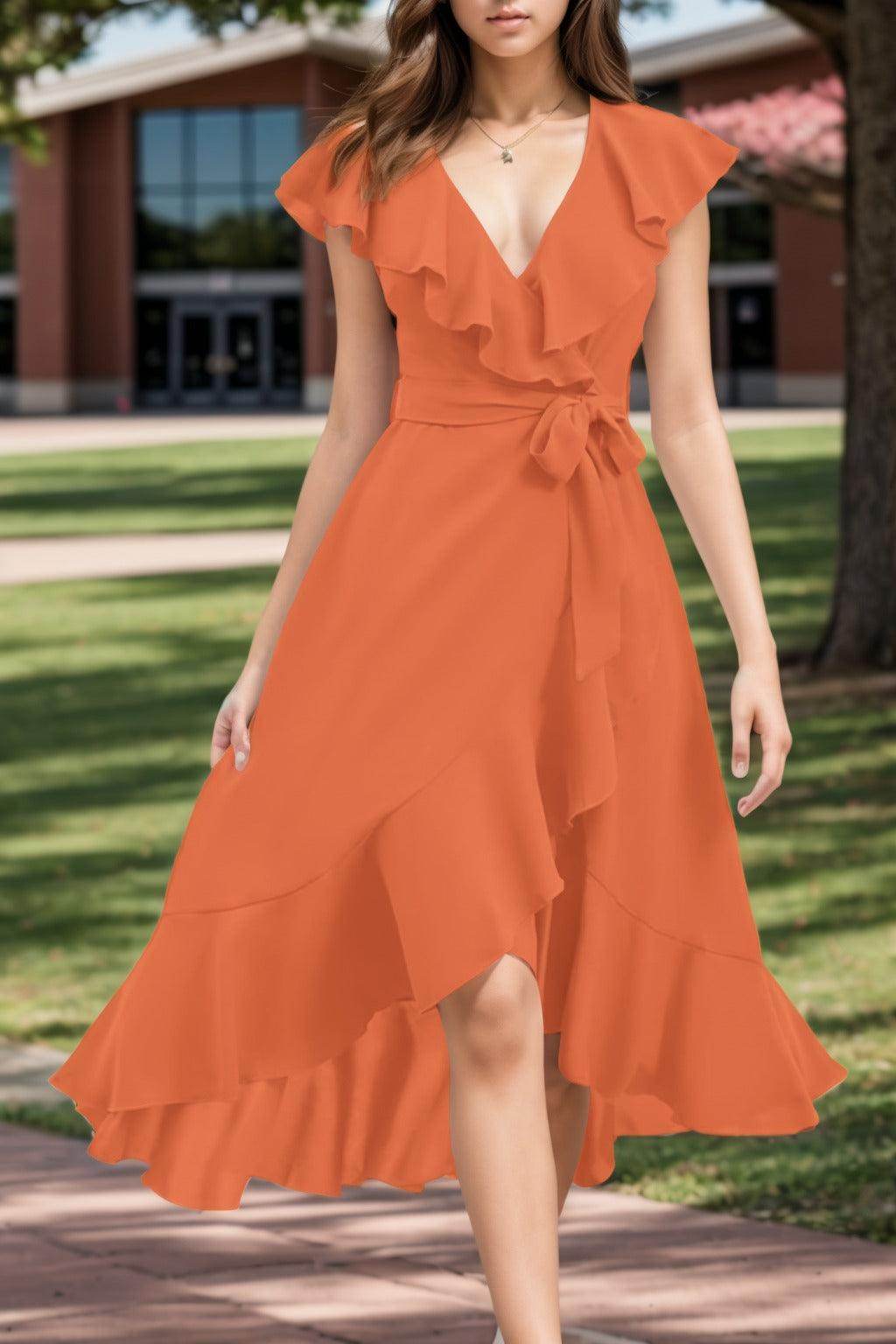 A-Line High-Low Chiffon Graduation Dresses CS0544