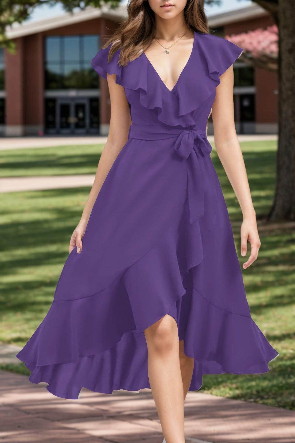 A-Line High-Low Chiffon Graduation Dresses CS0544
