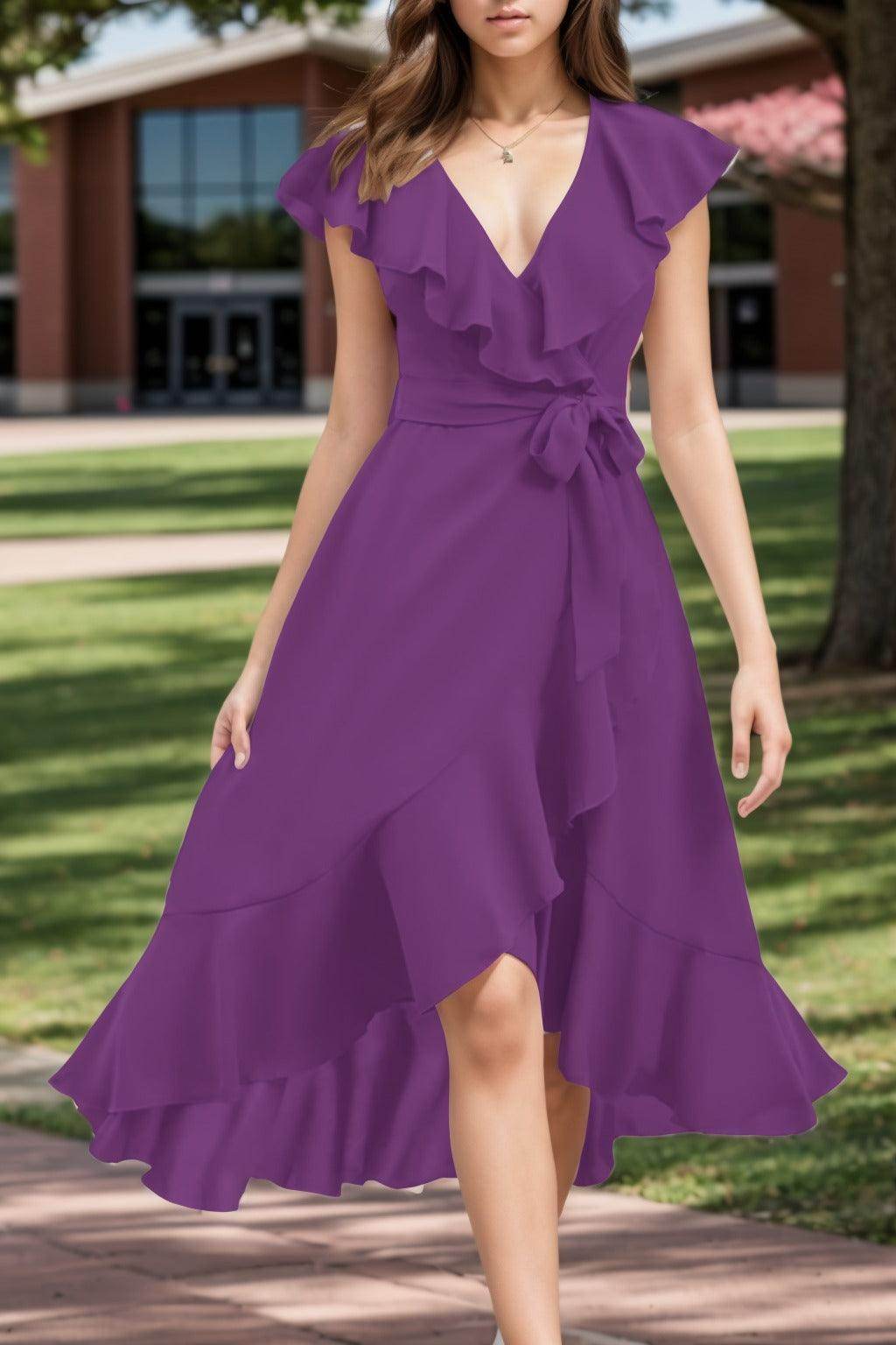 A-Line High-Low Chiffon Graduation Dresses CS0544