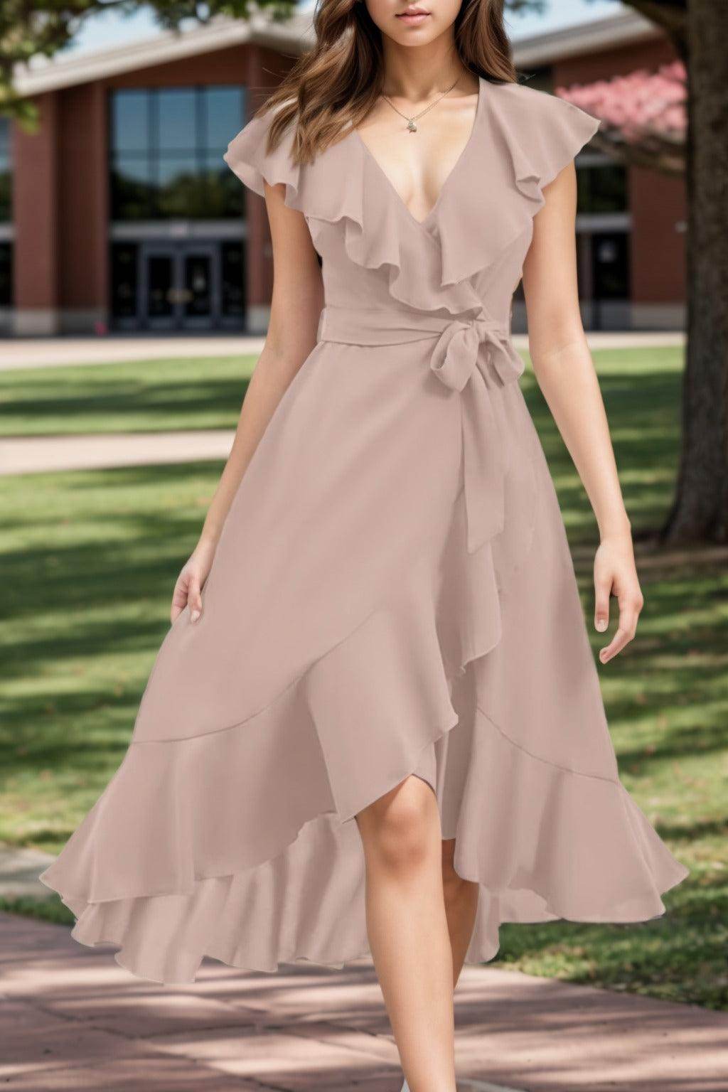 A-Line High-Low Chiffon Graduation Dresses CS0544