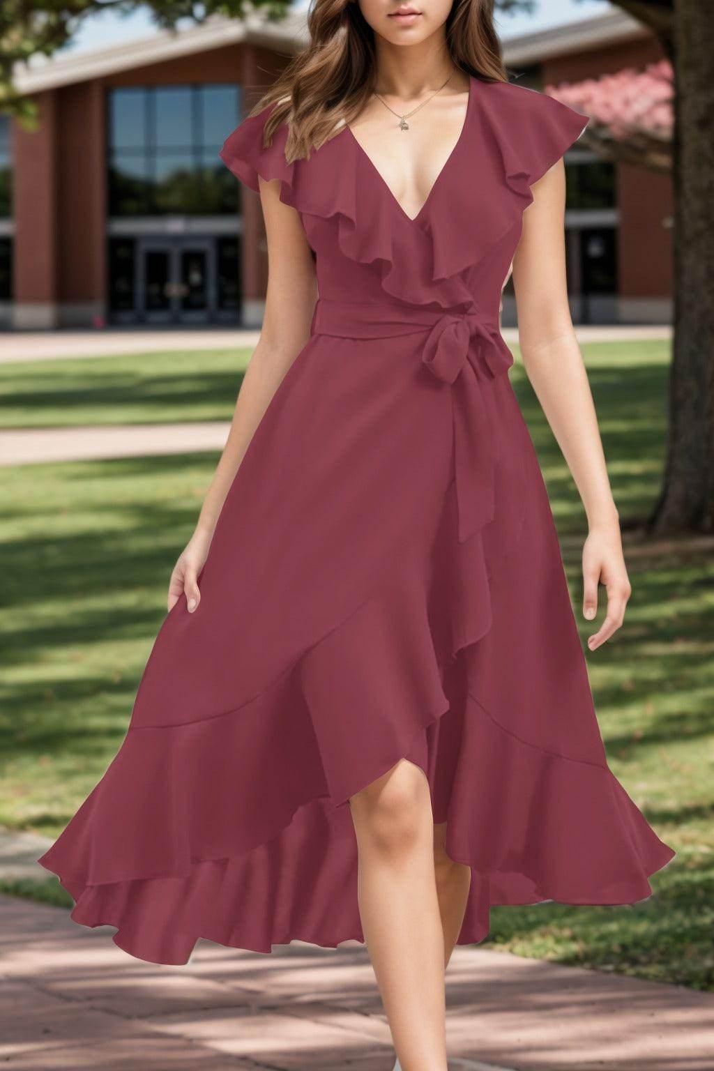 A-Line High-Low Chiffon Graduation Dresses CS0544