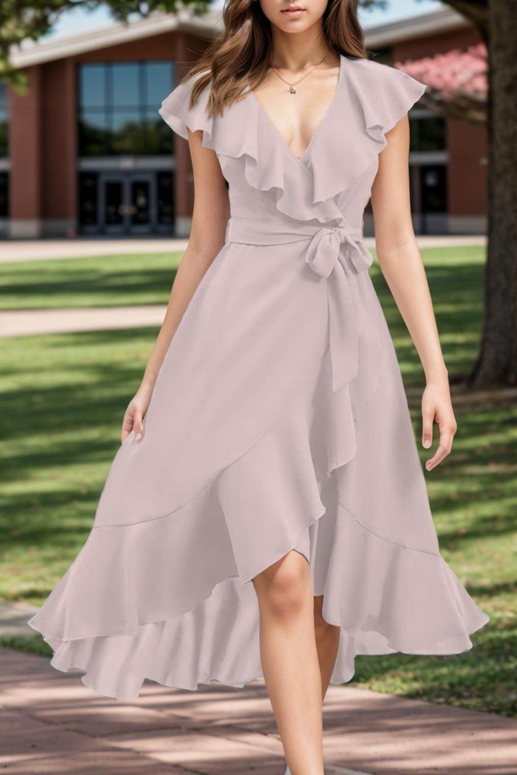 A-Line High-Low Chiffon Graduation Dresses CS0544