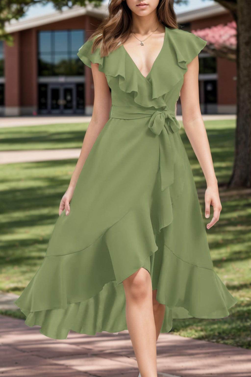 A-Line High-Low Chiffon Graduation Dresses CS0544