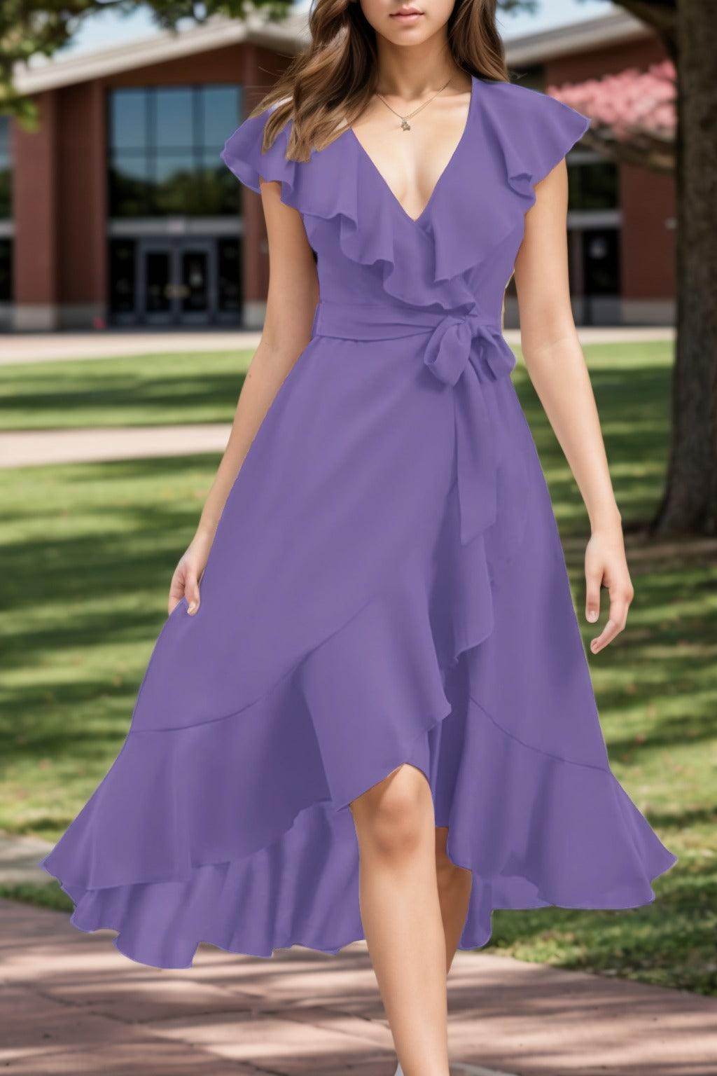 A-Line High-Low Chiffon Graduation Dresses CS0544
