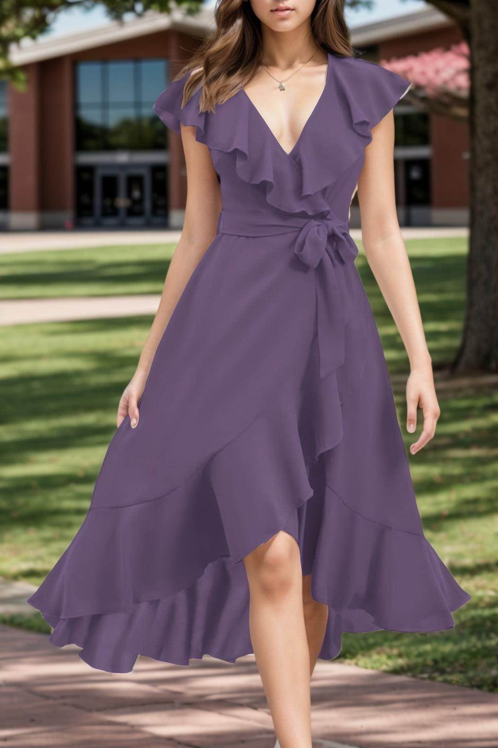 A-Line High-Low Chiffon Graduation Dresses CS0544