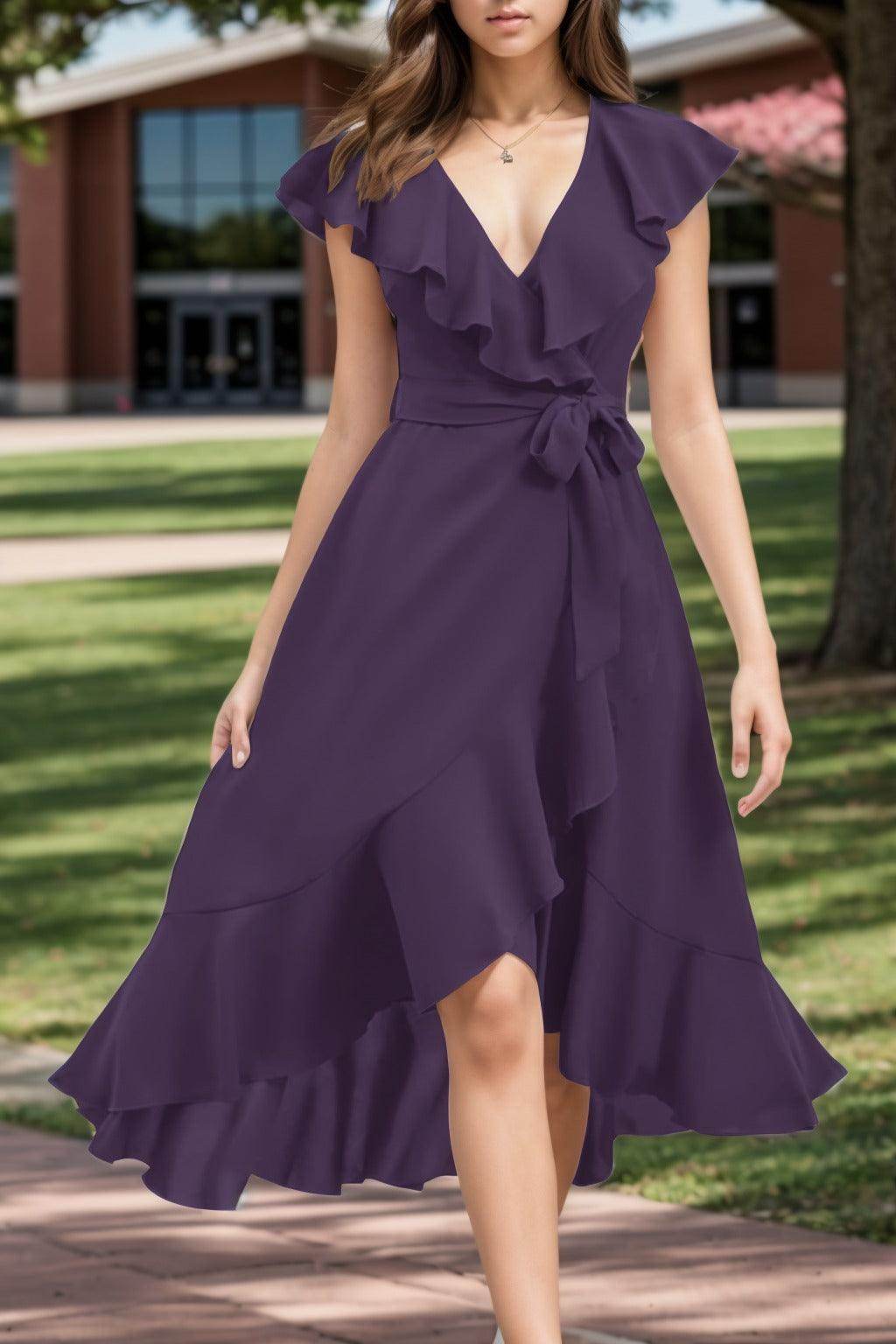 A-Line High-Low Chiffon Graduation Dresses CS0544