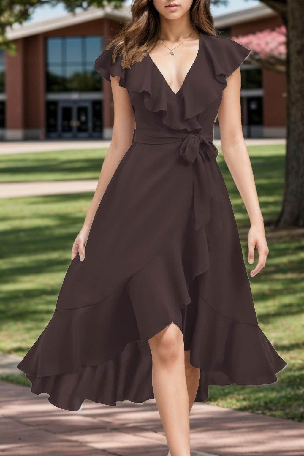 A-Line High-Low Chiffon Graduation Dresses CS0544