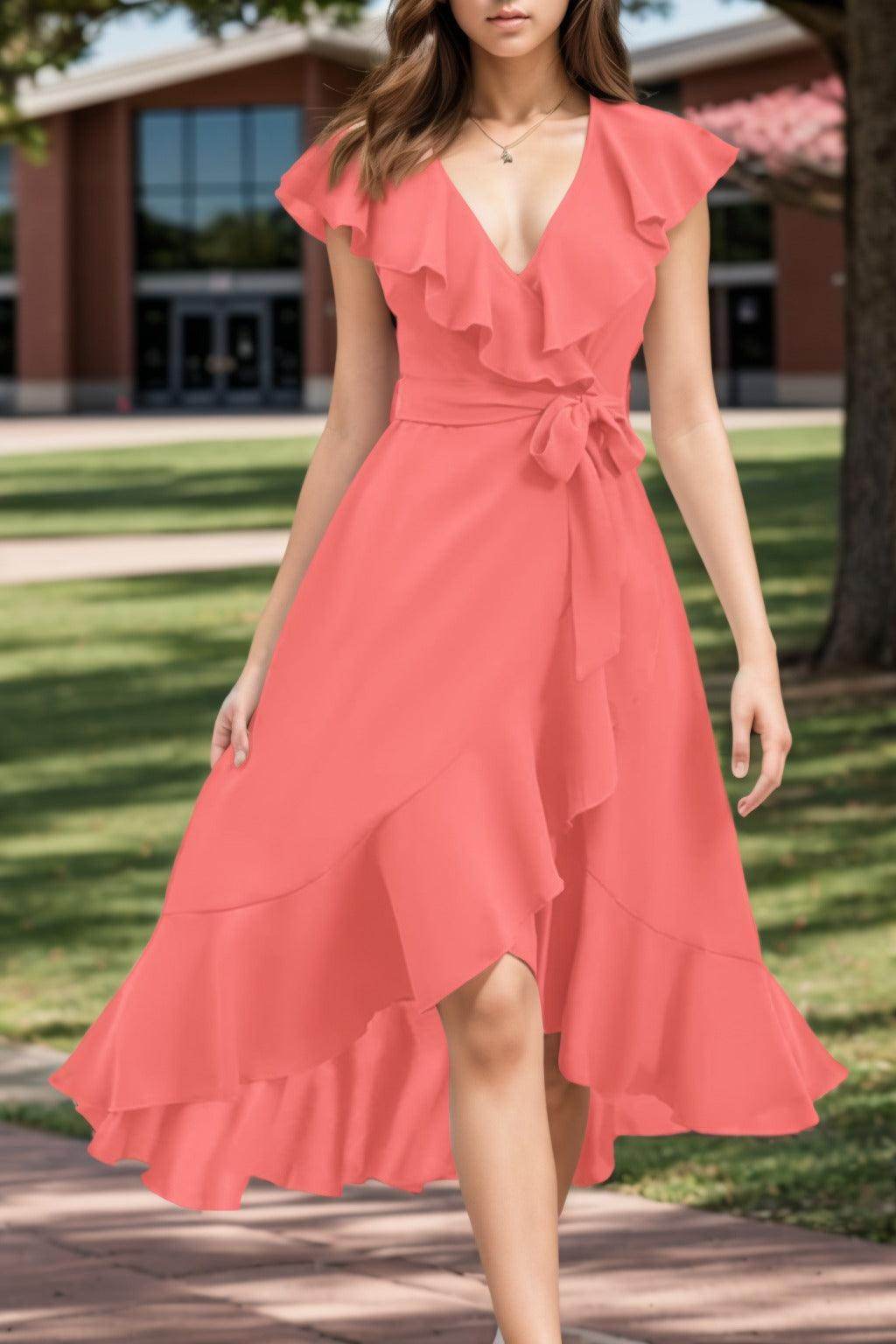 A-Line High-Low Chiffon Graduation Dresses CS0544