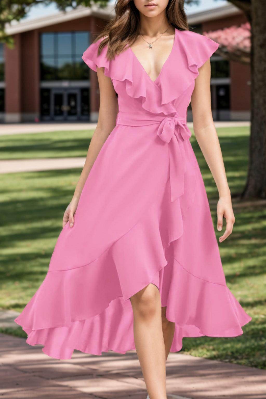A-Line High-Low Chiffon Graduation Dresses CS0544