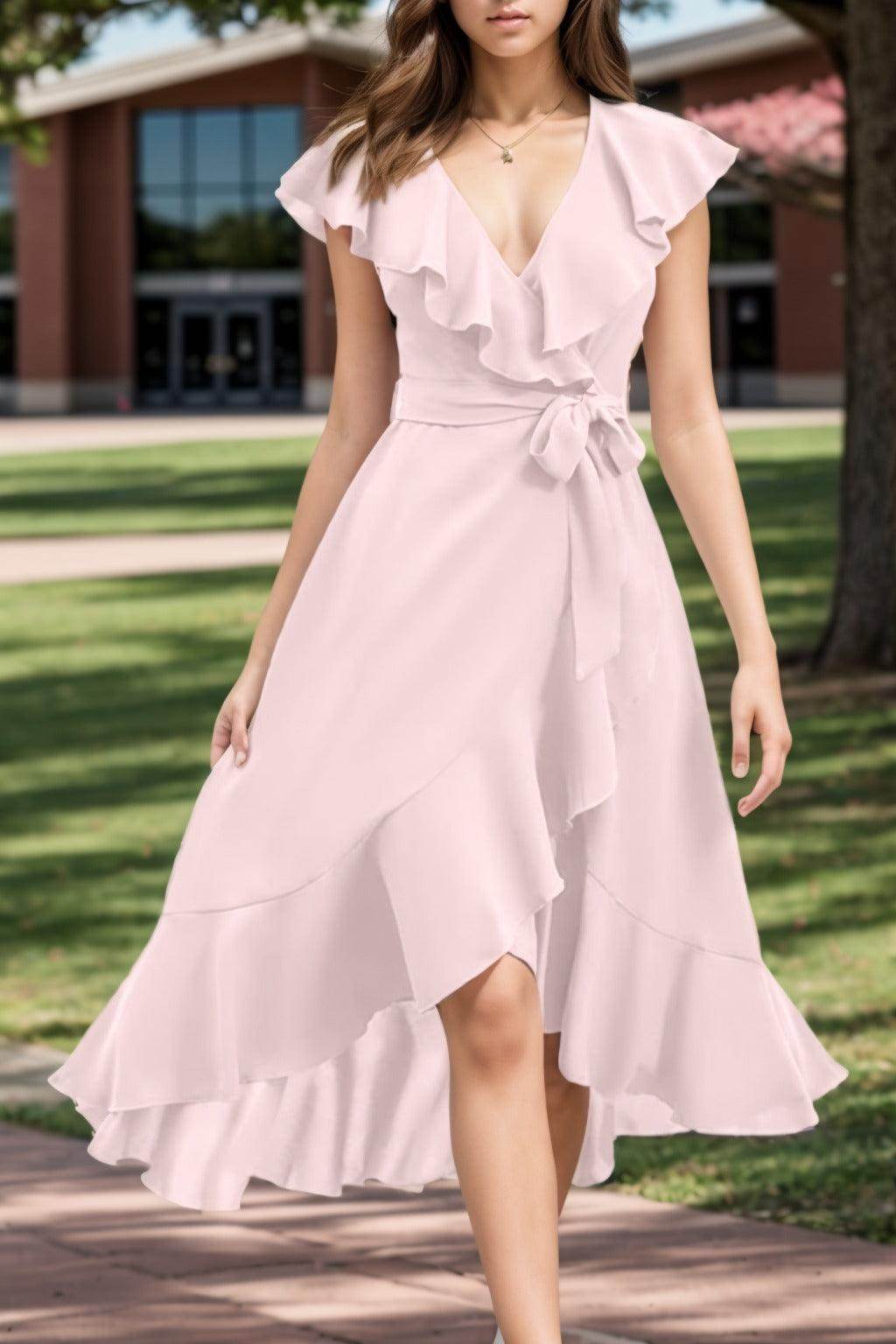 A-Line High-Low Chiffon Graduation Dresses CS0544