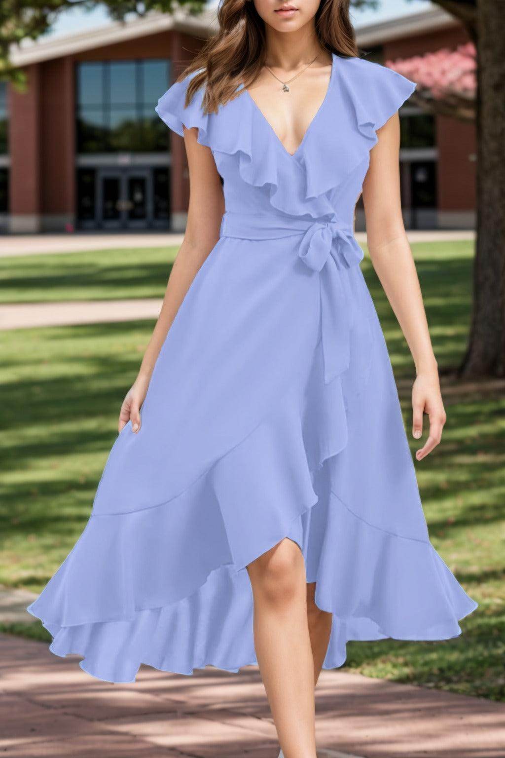 A-Line High-Low Chiffon Graduation Dresses CS0544