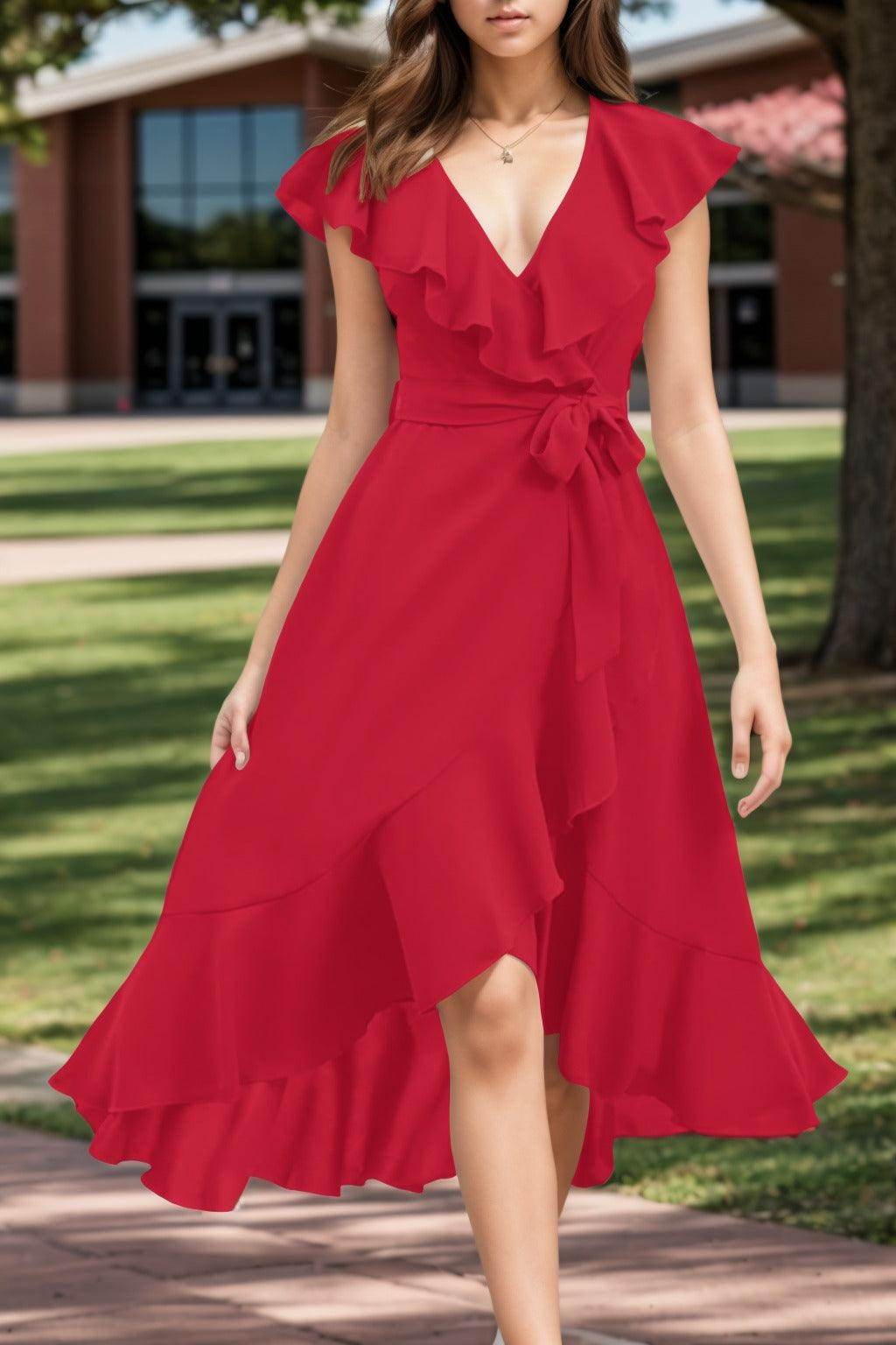 A-Line High-Low Chiffon Graduation Dresses CS0544