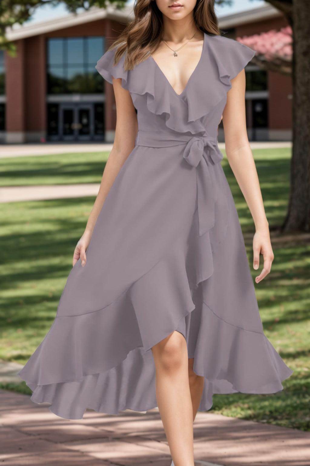 A-Line High-Low Chiffon Graduation Dresses CS0544