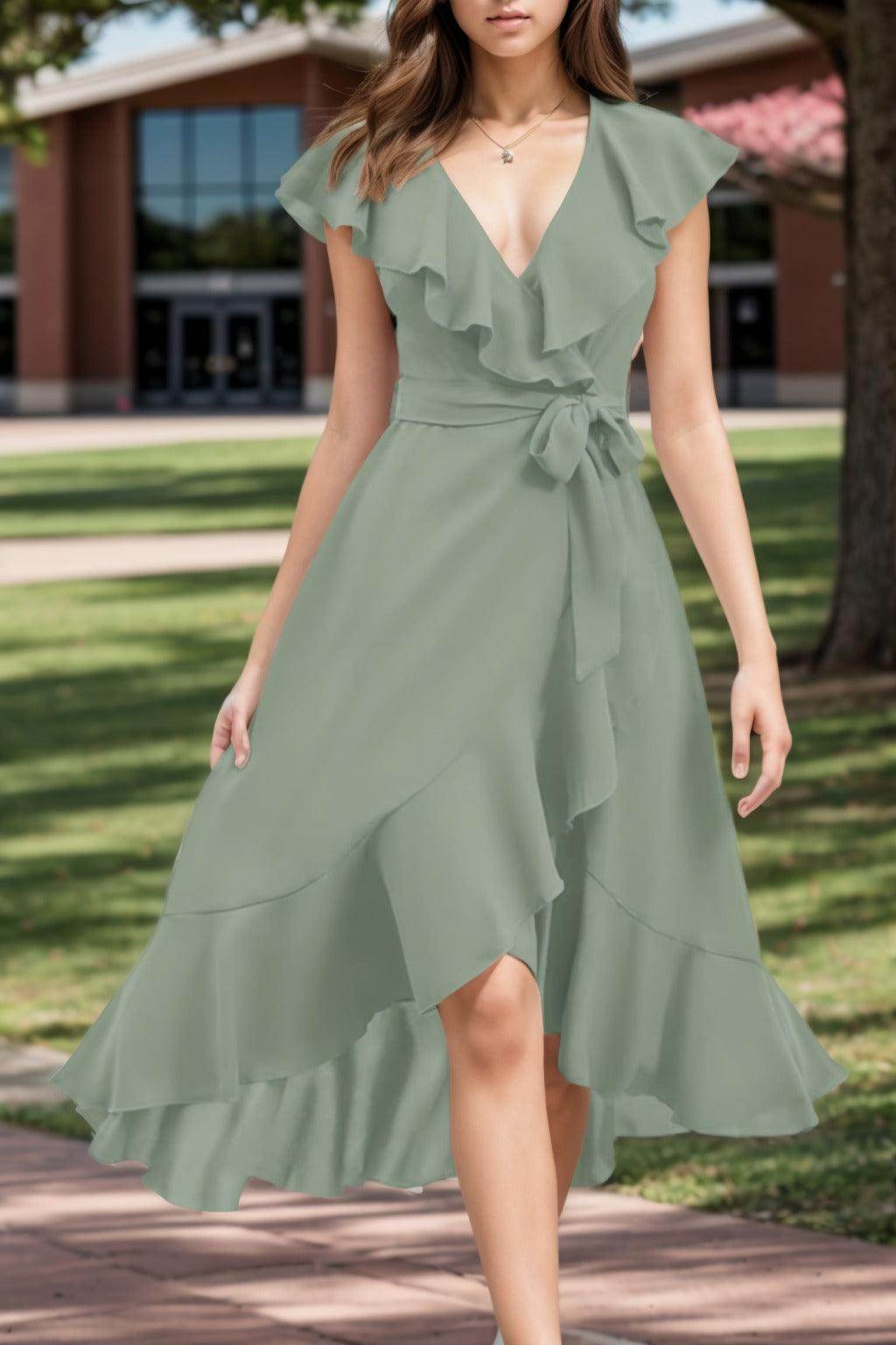 A-Line High-Low Chiffon Graduation Dresses CS0544
