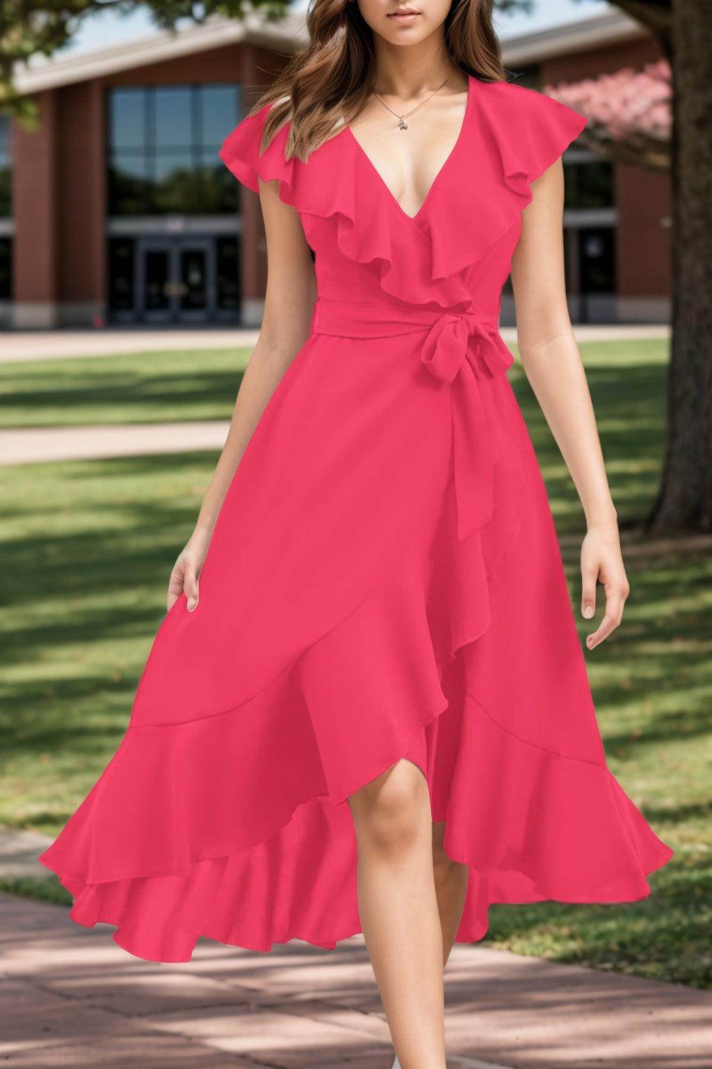 A-Line High-Low Chiffon Graduation Dresses CS0544