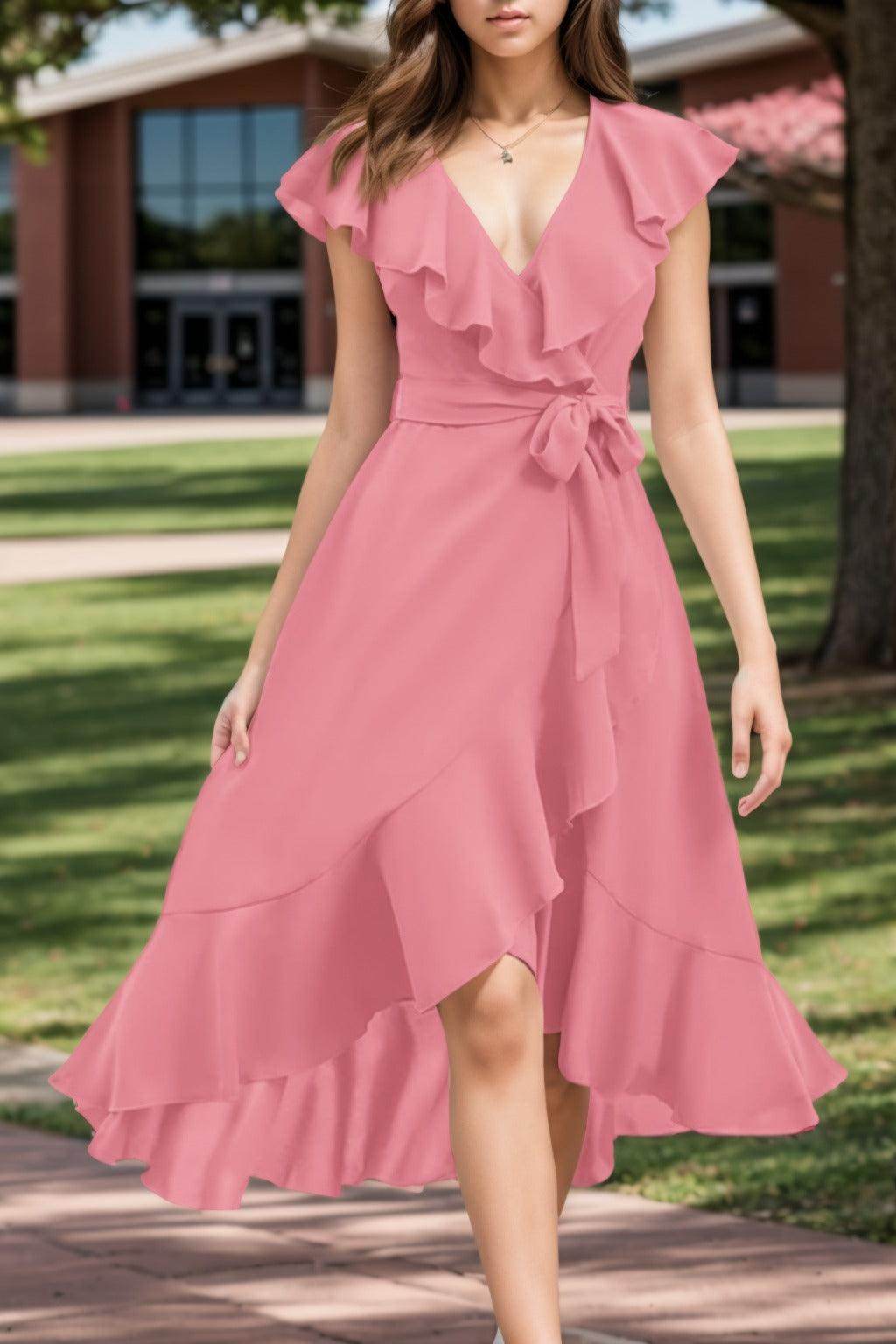 A-Line High-Low Chiffon Graduation Dresses CS0544