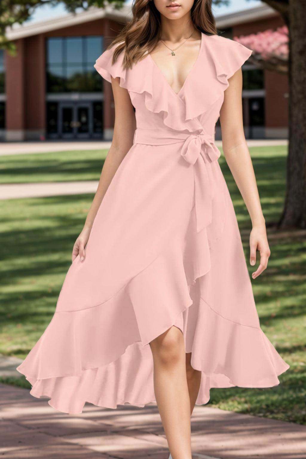 A-Line High-Low Chiffon Graduation Dresses CS0544