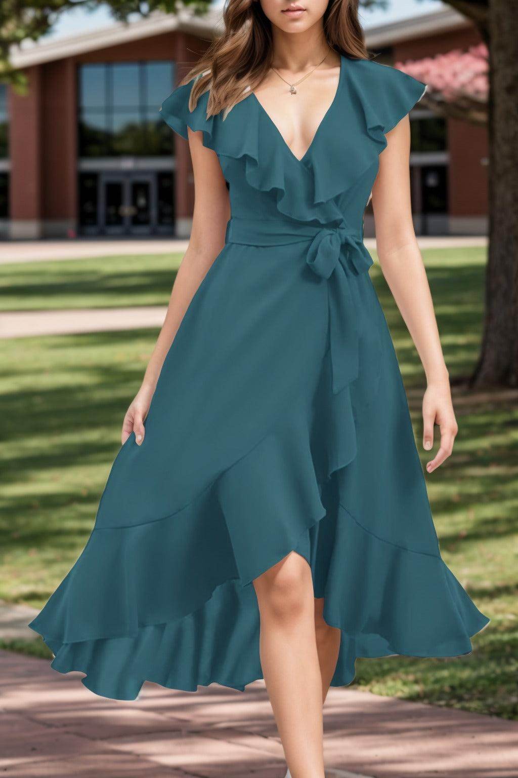 A-Line High-Low Chiffon Graduation Dresses CS0544