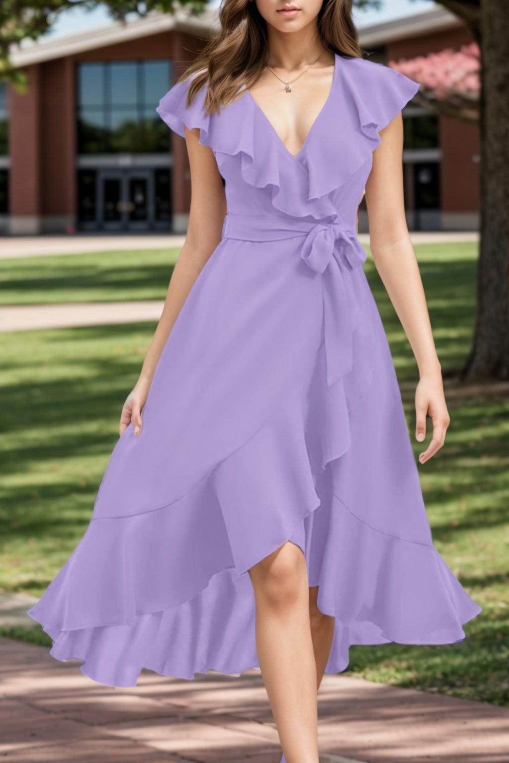 A-Line High-Low Chiffon Graduation Dresses CS0544