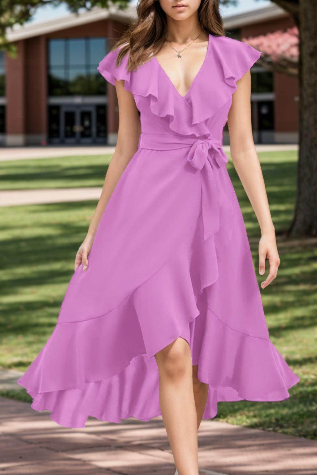 A-Line High-Low Chiffon Graduation Dresses CS0544