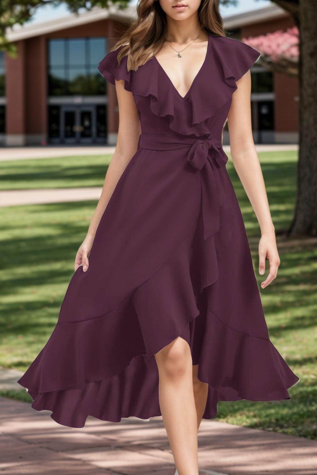 A-Line High-Low Chiffon Graduation Dresses CS0544