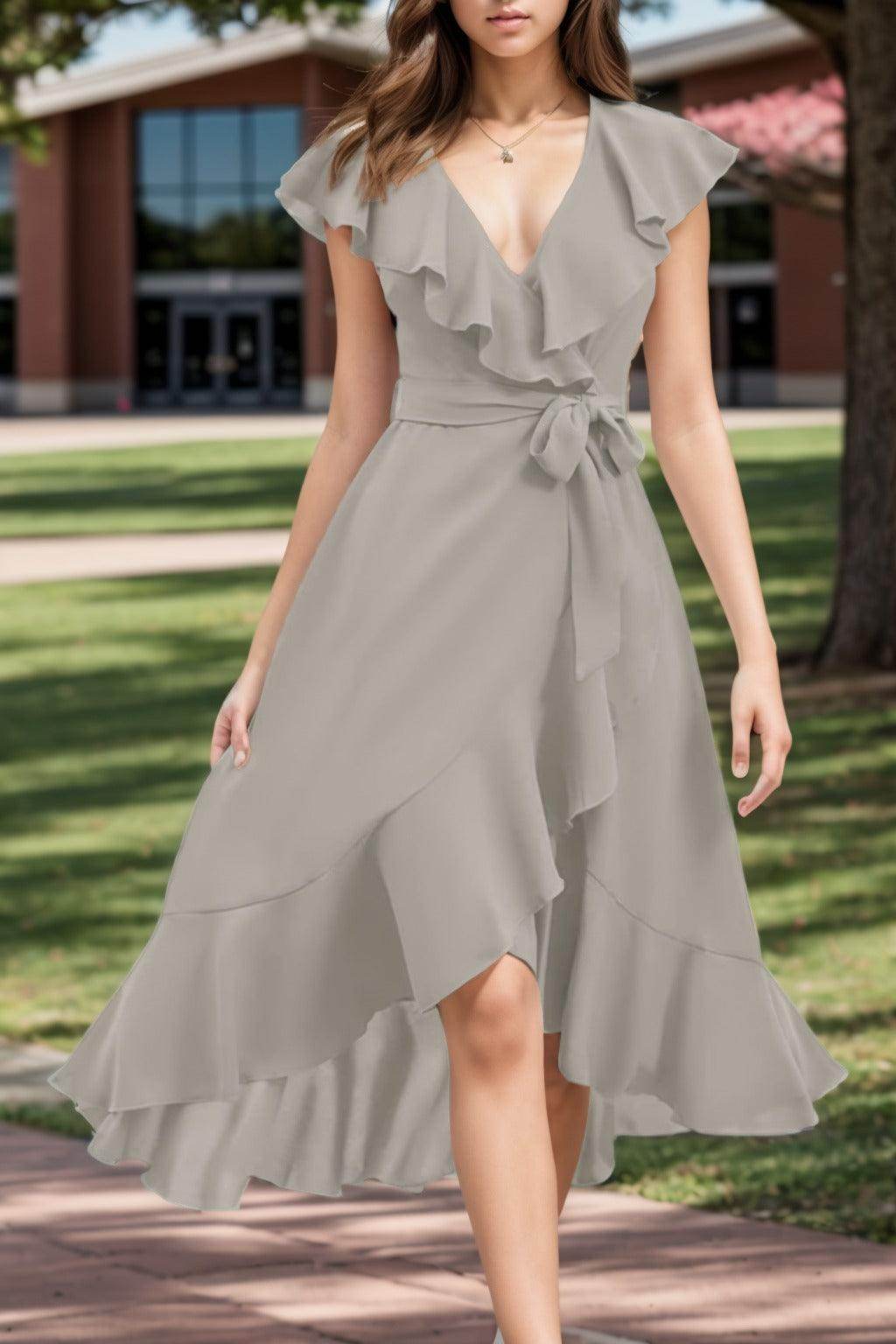 A-Line High-Low Chiffon Graduation Dresses CS0544