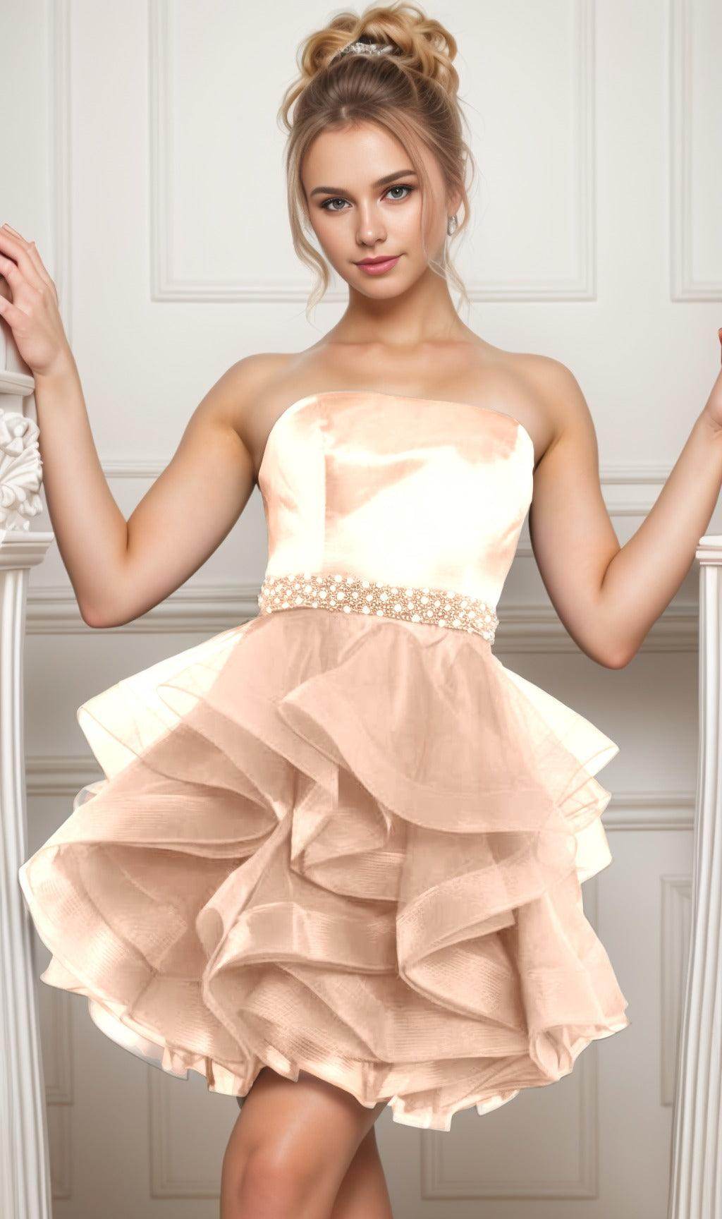 Ball Gown Short-Mini Organza Graduation Dresses CS0550