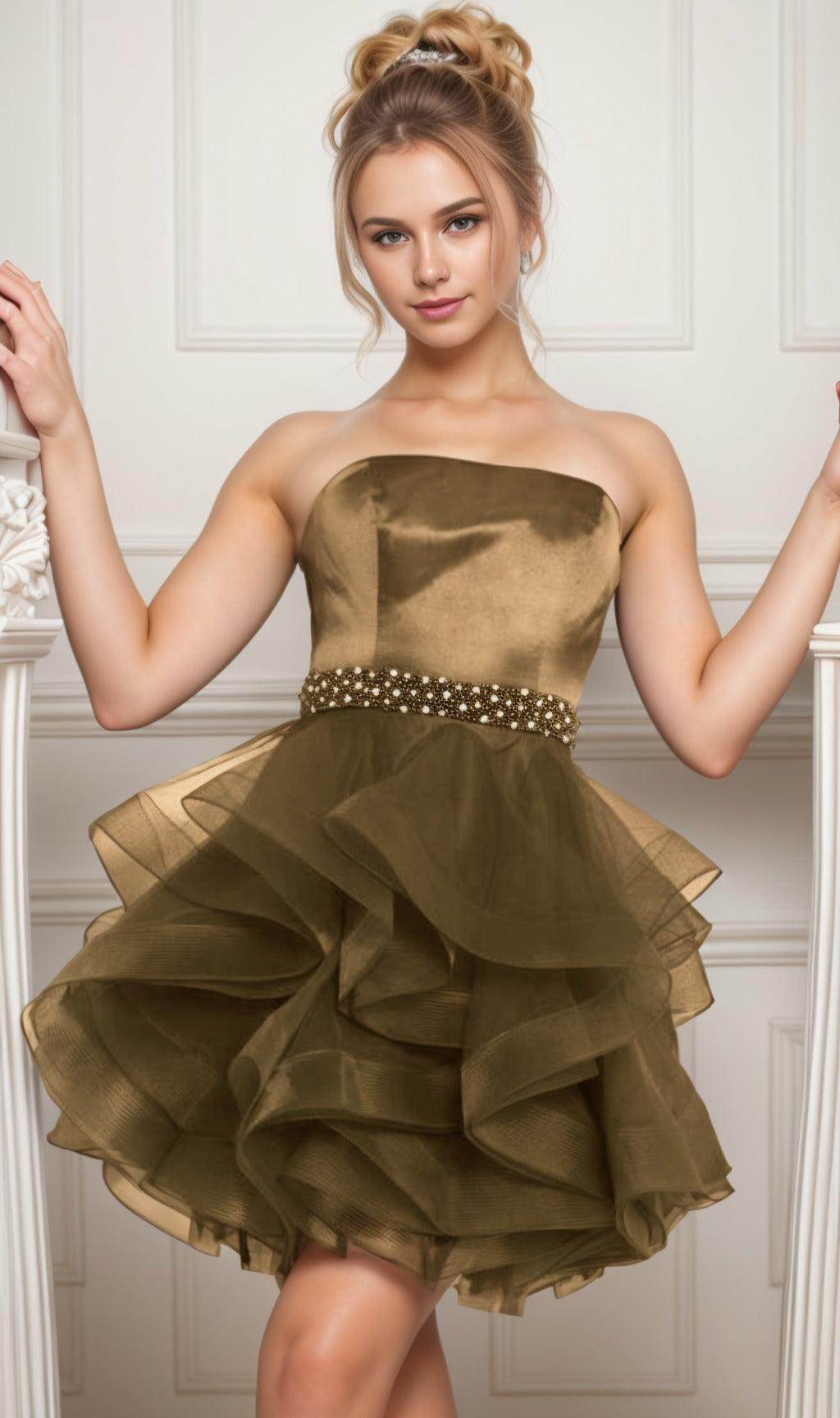 Ball Gown Short-Mini Organza Graduation Dresses CS0550