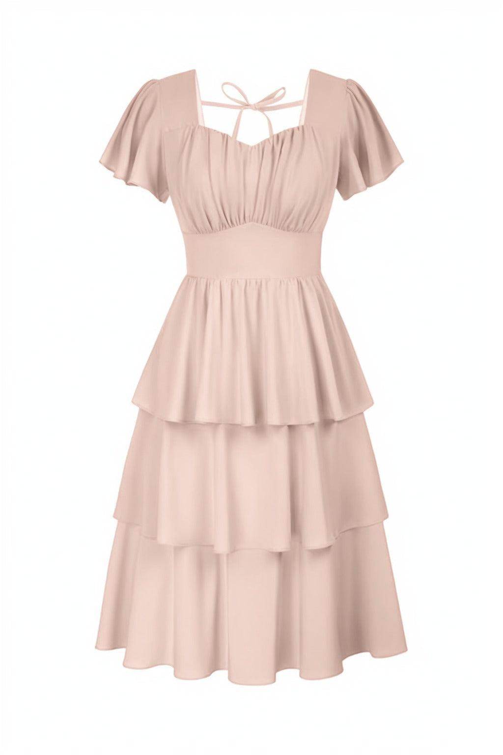 A-Line Knee Length Forged Chiffon Graduation Dresses CS0554