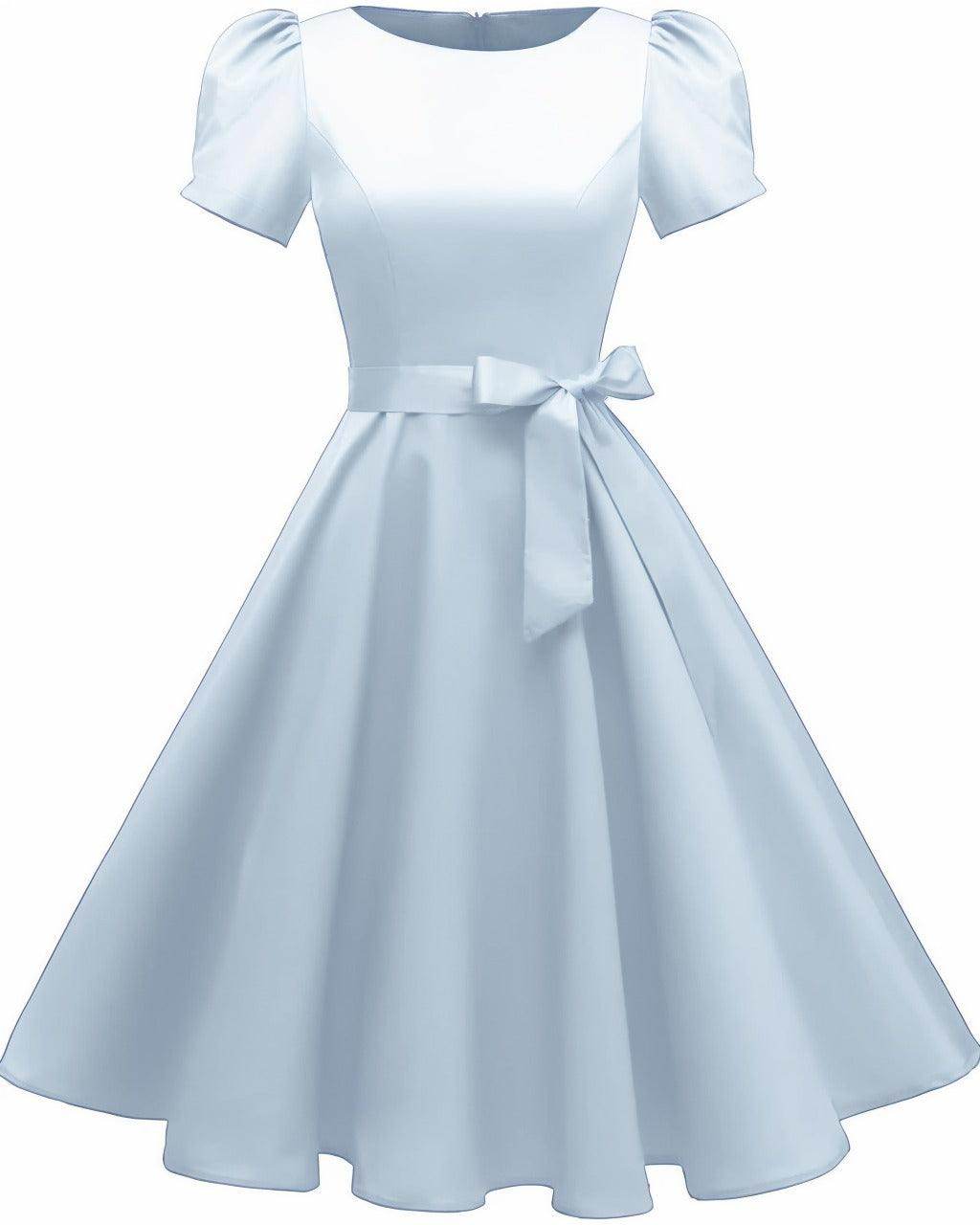 A-Line Knee Length Satin Graduation Dresses CS0555