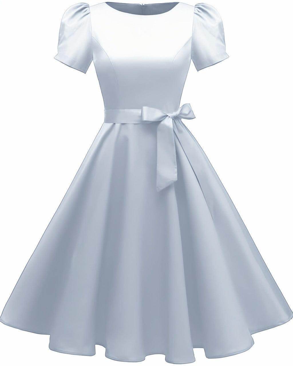 A-Line Knee Length Satin Graduation Dresses CS0555