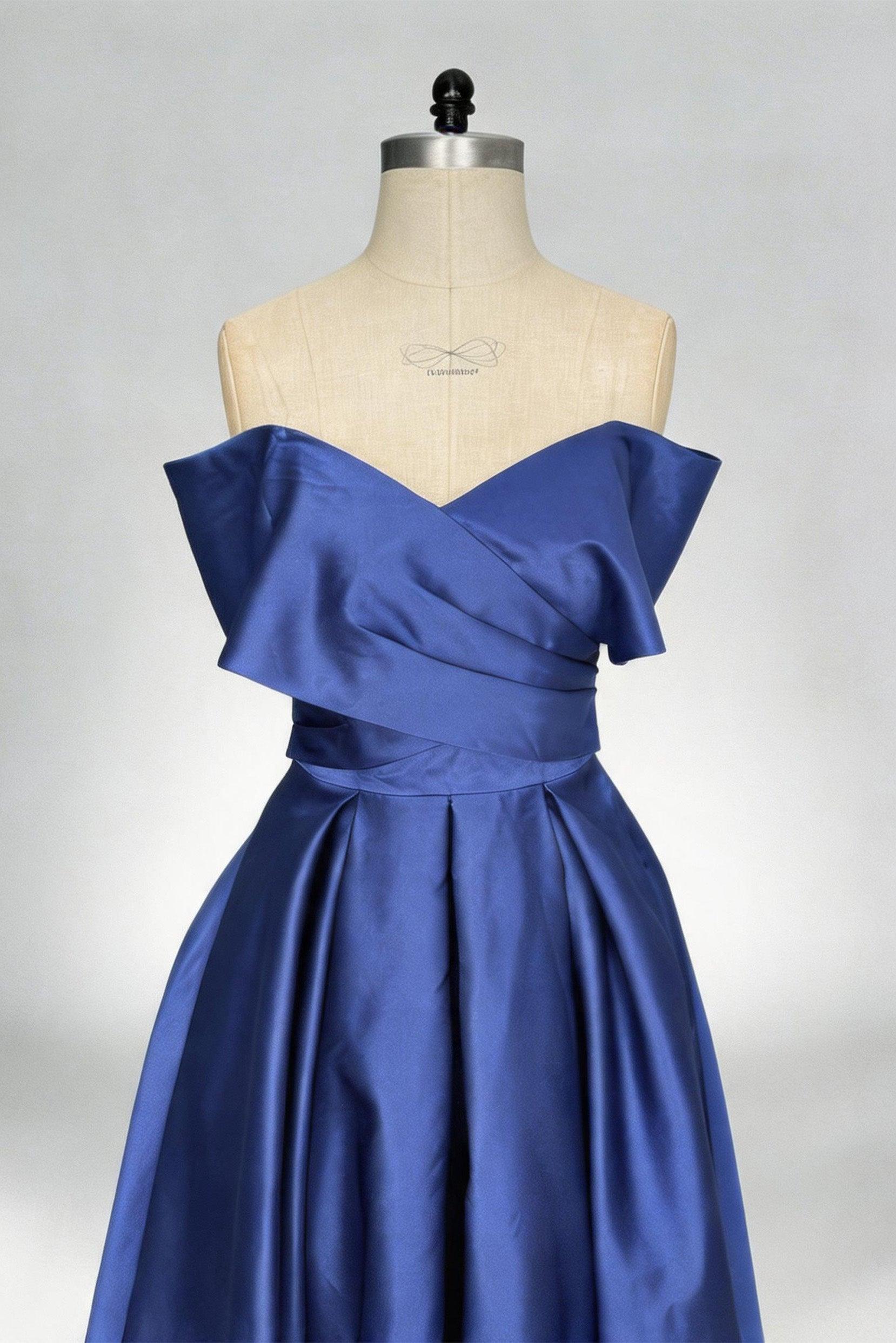 A-Line Tea Length Satin Graduation Dresses CS0556