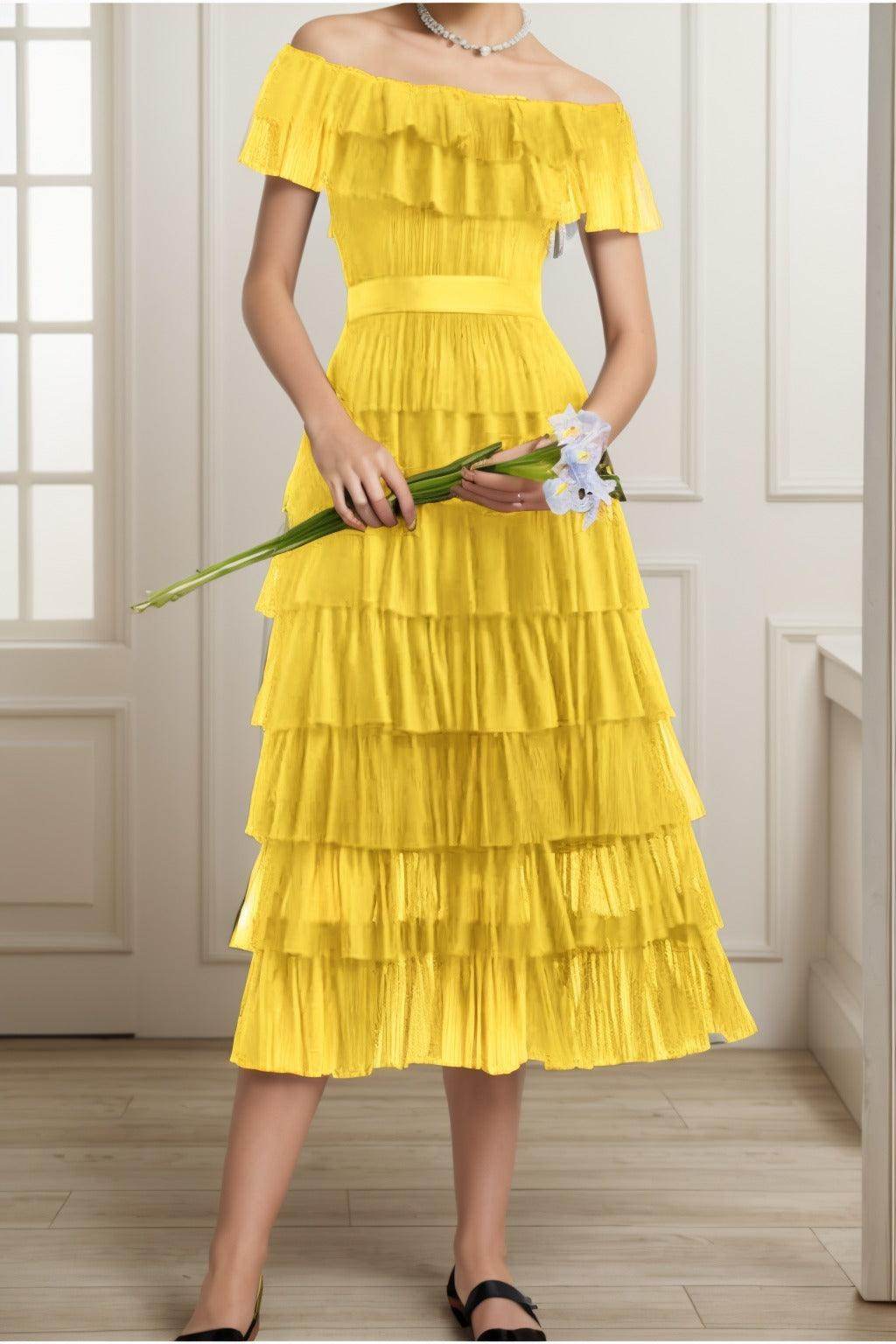 A-Line Tea Length Tulle Graduation Dresses CS0557