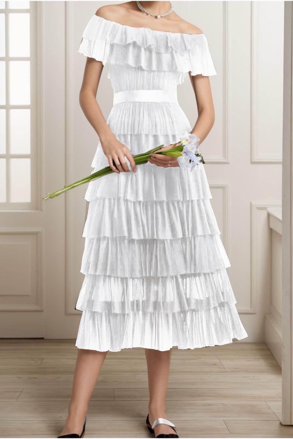 A-Line Tea Length Tulle Graduation Dresses CS0557
