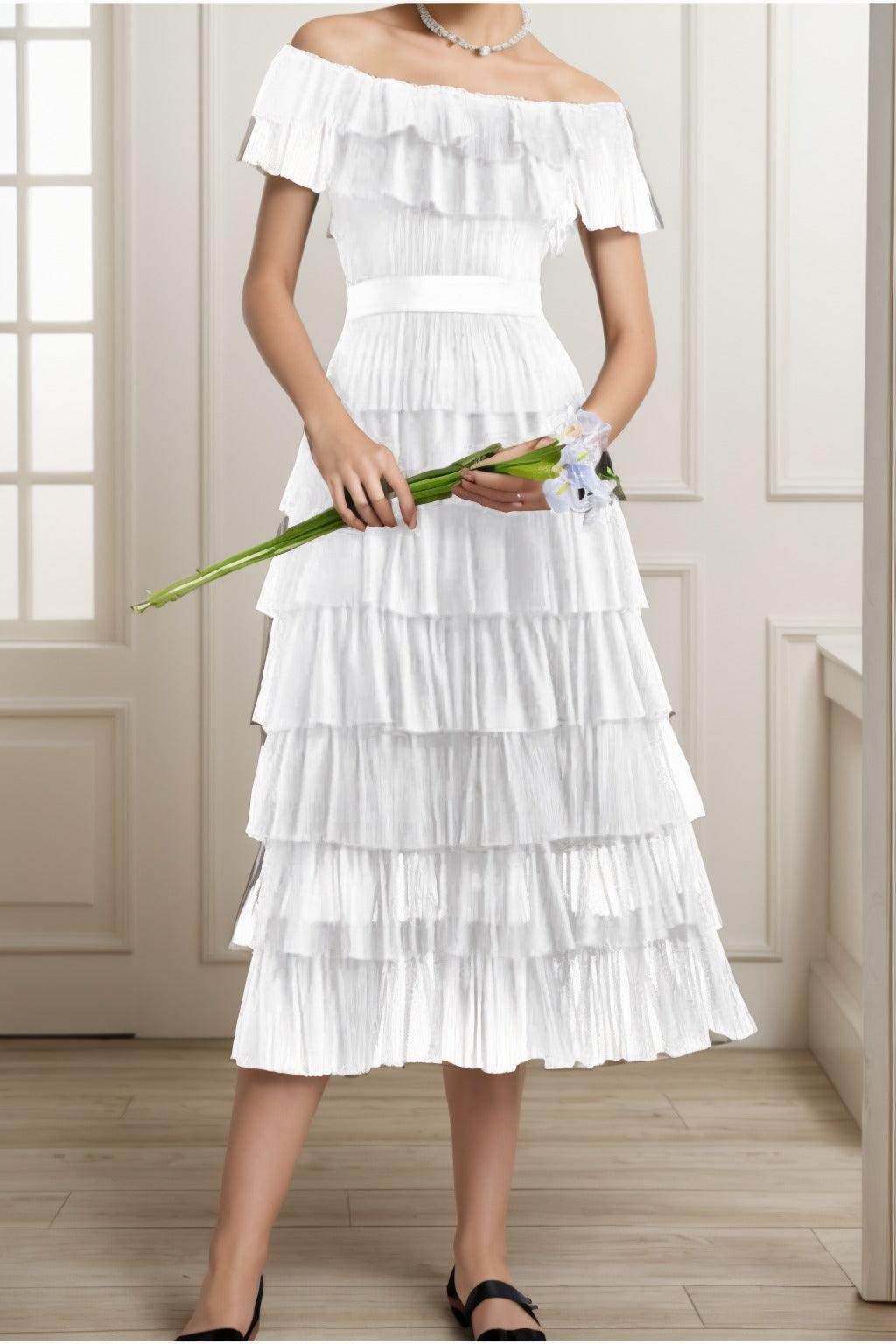 A-Line Tea Length Tulle Graduation Dresses CS0557