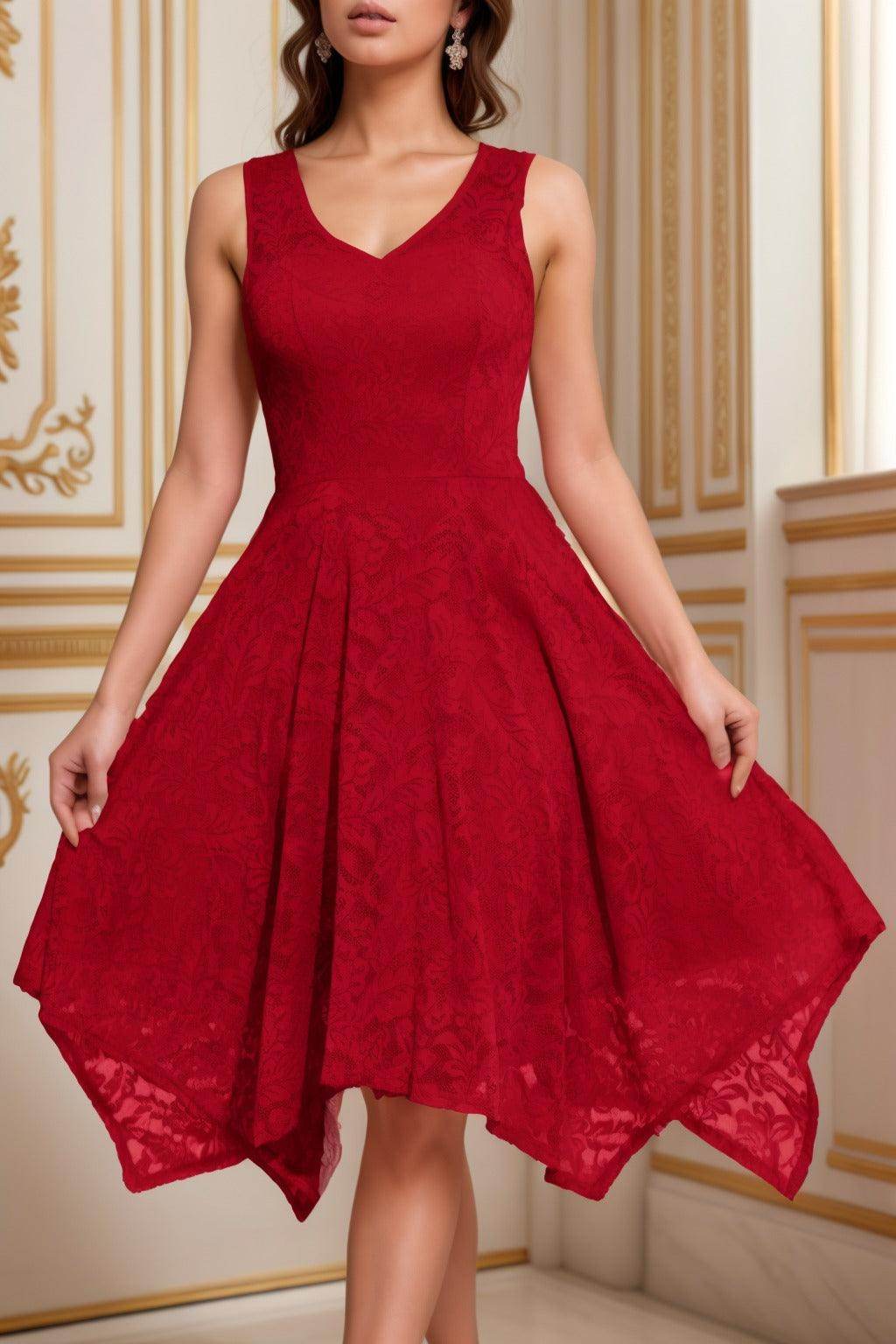 A-Line Tea Length Silk-Like Graduation Dresses CS0558