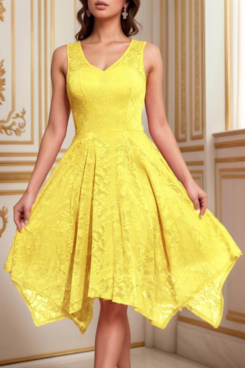 A-Line Tea Length Silk-Like Graduation Dresses CS0558