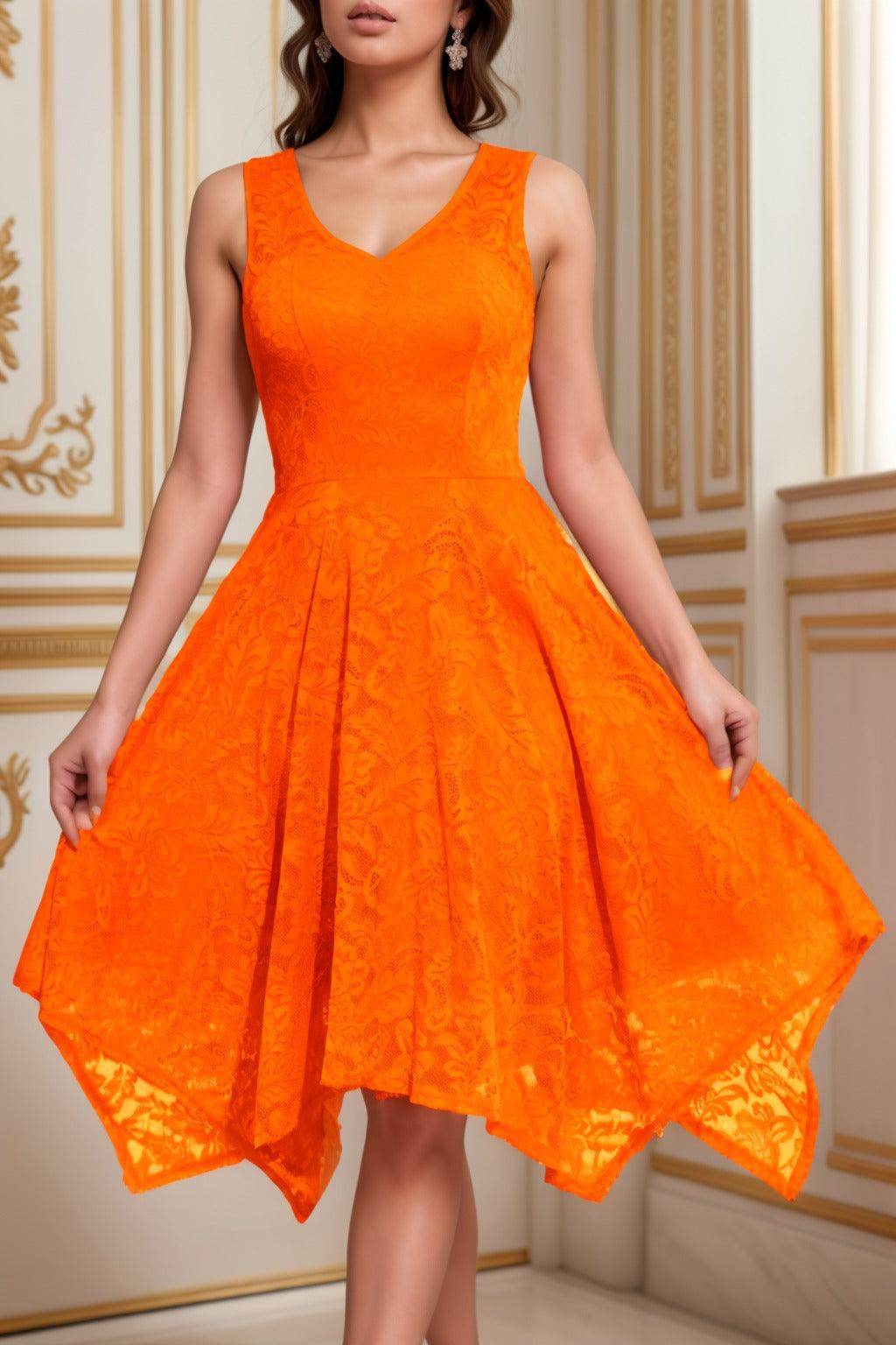 A-Line Tea Length Silk-Like Graduation Dresses CS0558