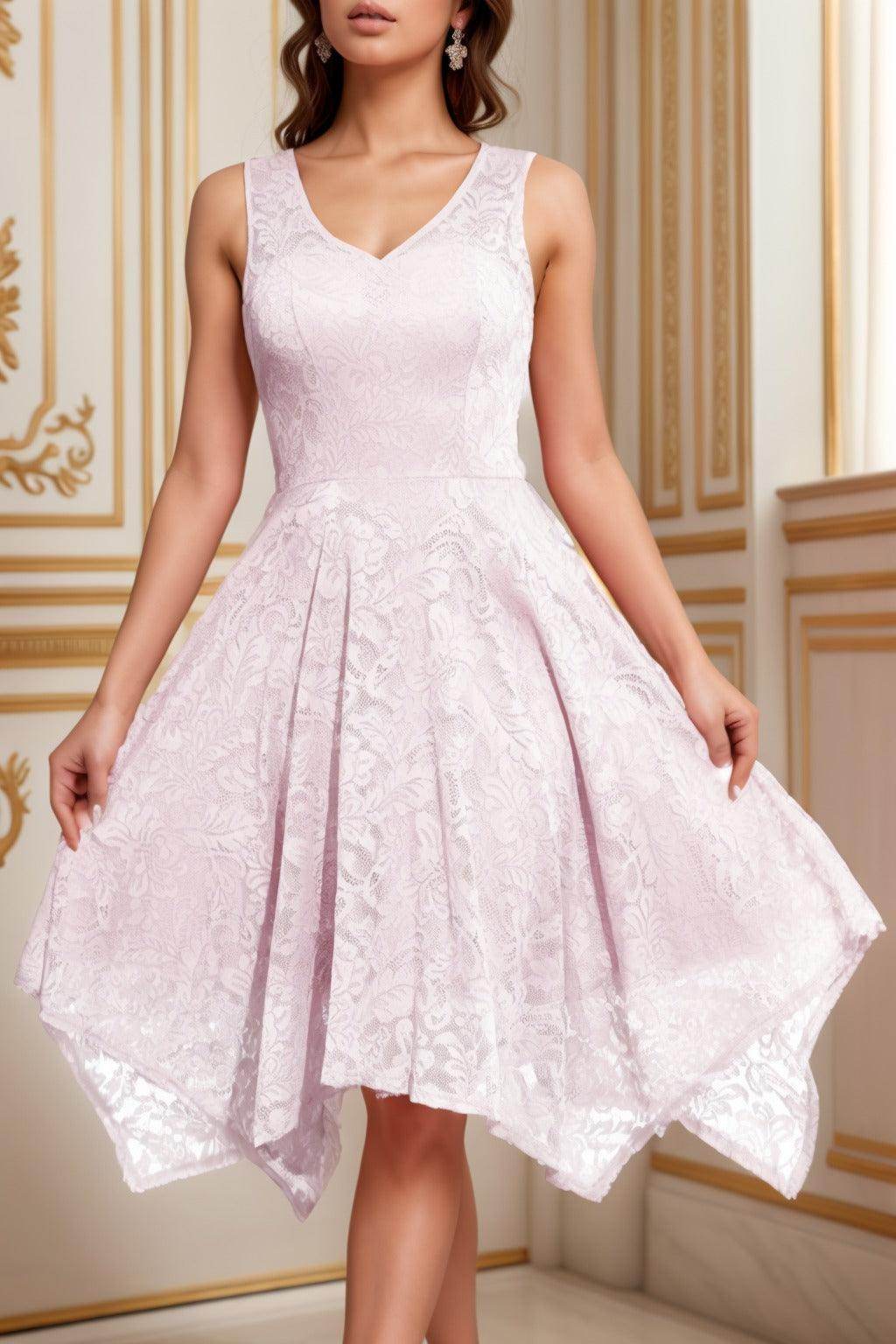 A-Line Tea Length Silk-Like Graduation Dresses CS0558