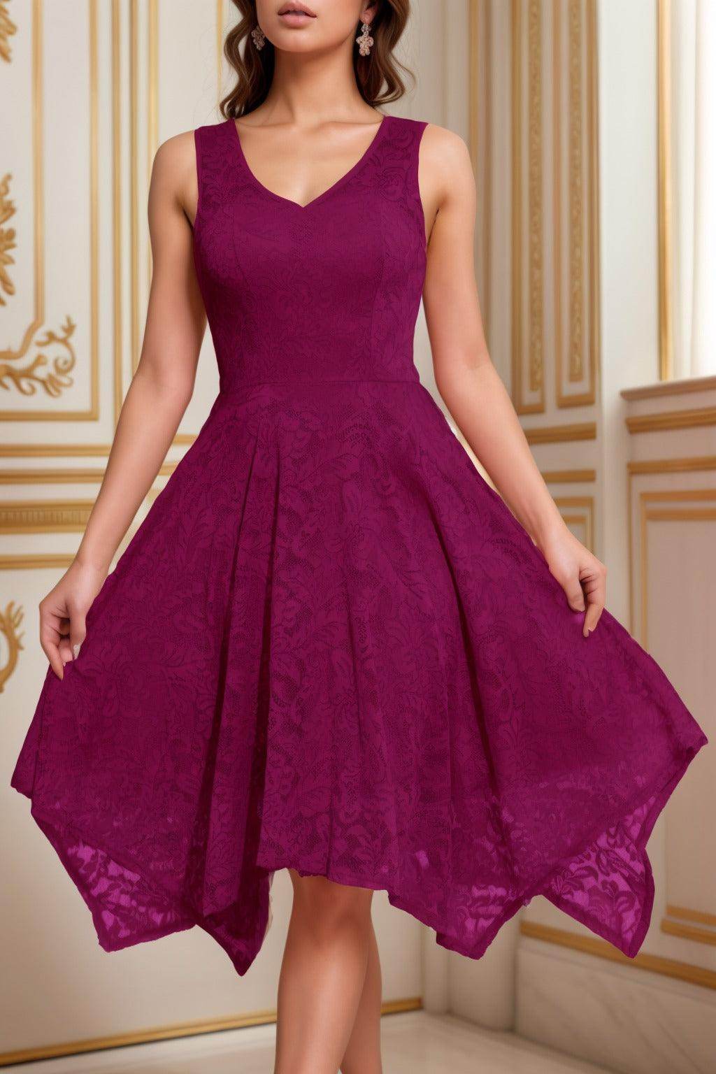 A-Line Tea Length Silk-Like Graduation Dresses CS0558