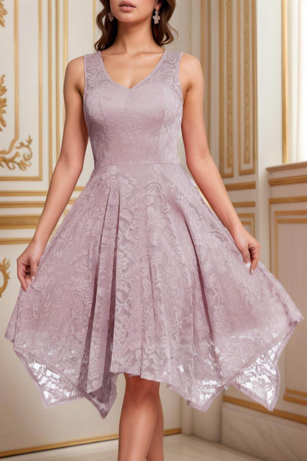 A-Line Tea Length Silk-Like Graduation Dresses CS0558