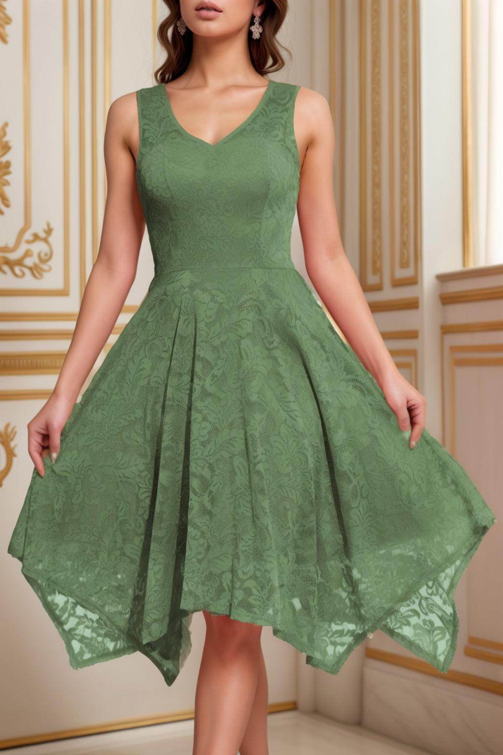 A-Line Tea Length Silk-Like Graduation Dresses CS0558