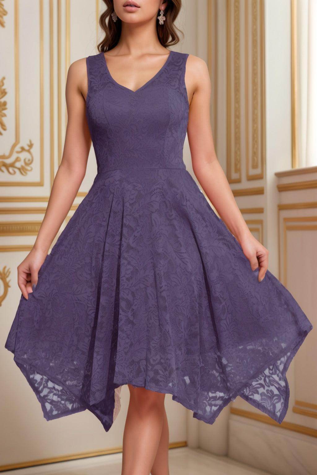 A-Line Tea Length Silk-Like Graduation Dresses CS0558