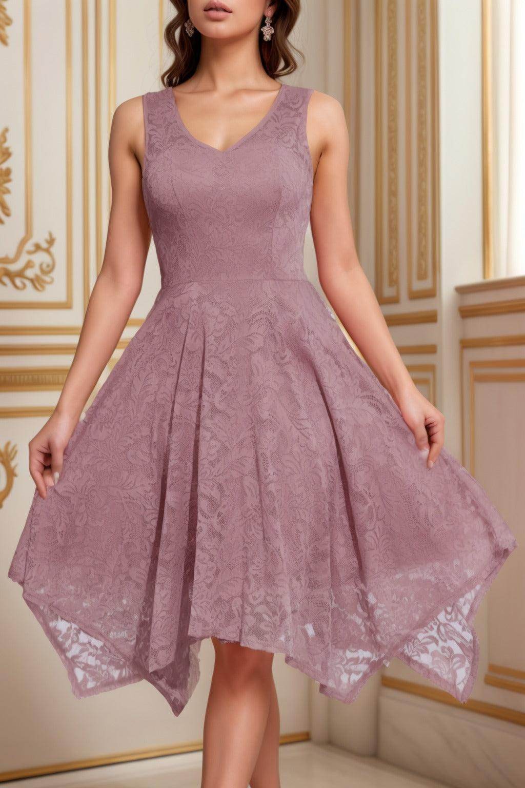 A-Line Tea Length Silk-Like Graduation Dresses CS0558